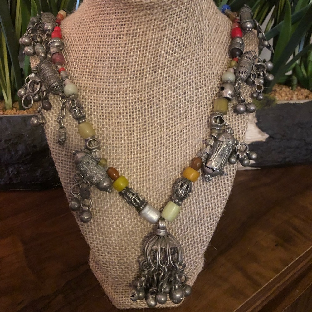 Vintage Yemeni Pendant Necklace, Bedouin Tribal